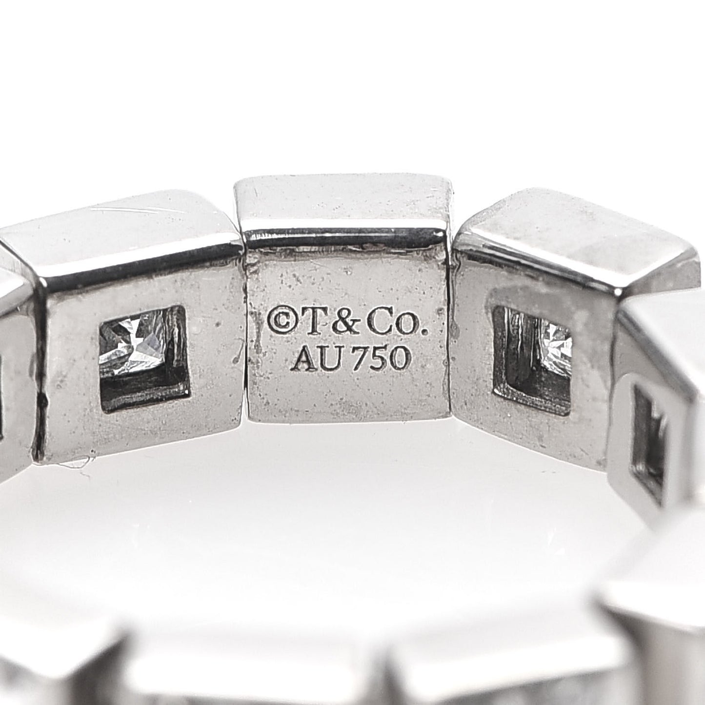 18K White Gold Diamond T Line Band Ring 47 4.25