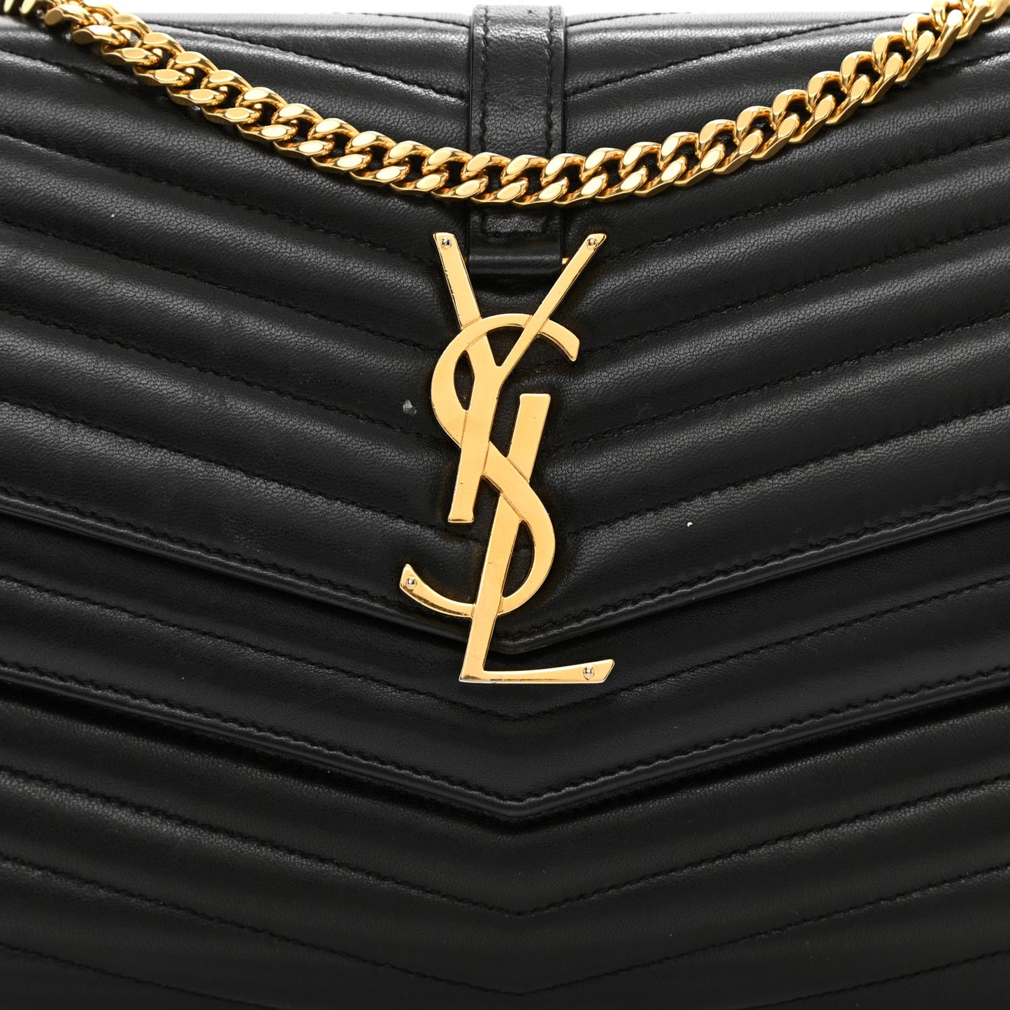 Lambskin Matelasse Chevron Monogram Sulpice Chain Wallet Black