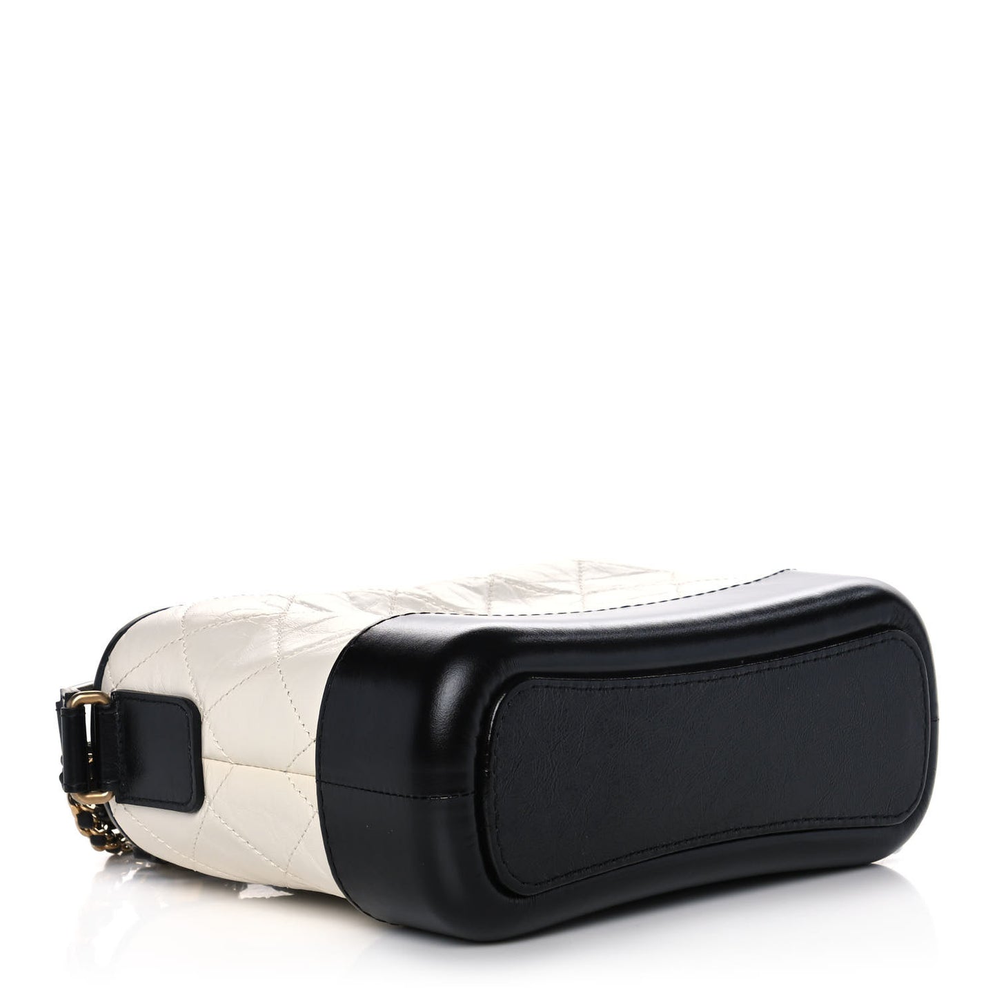 Aged Calfskin Quilted Small Gabrielle Hobo Black White