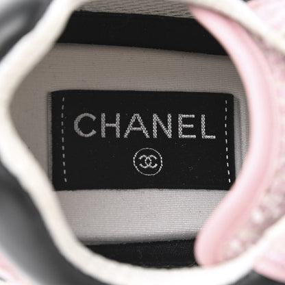 Chanel Tweed Suede Calfskin CC Sneakers 41 Gray Pink 7 of 8