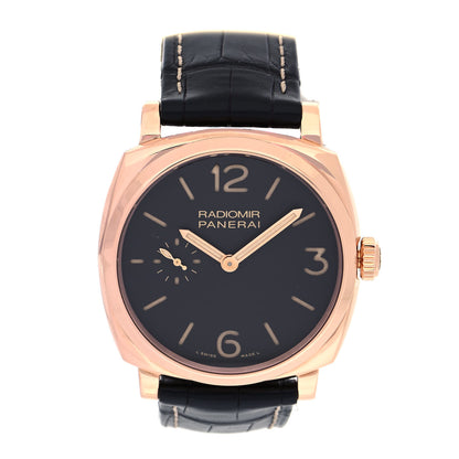 Panerai 18K Rose Gold Alligator 42mm Radiomir 1940 Manual Winding Watch Black PAM00575 1 of 5
