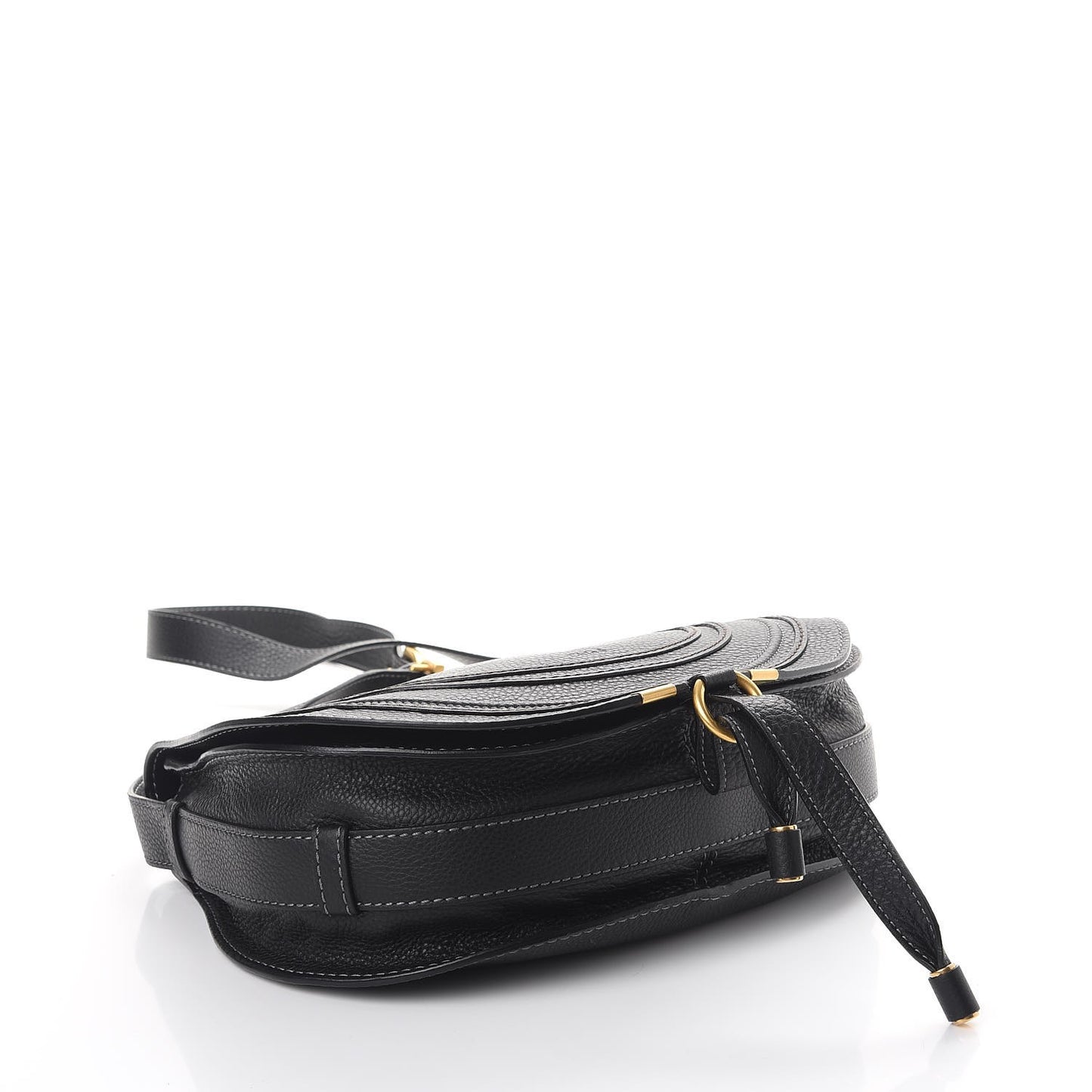 Calfskin Medium Marcie Round Crossbody Bag Black