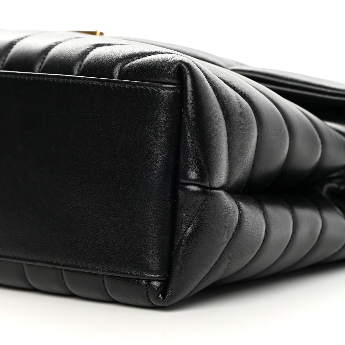 Calfskin Y Quilted Monogram Medium Loulou Chain Satchel Black