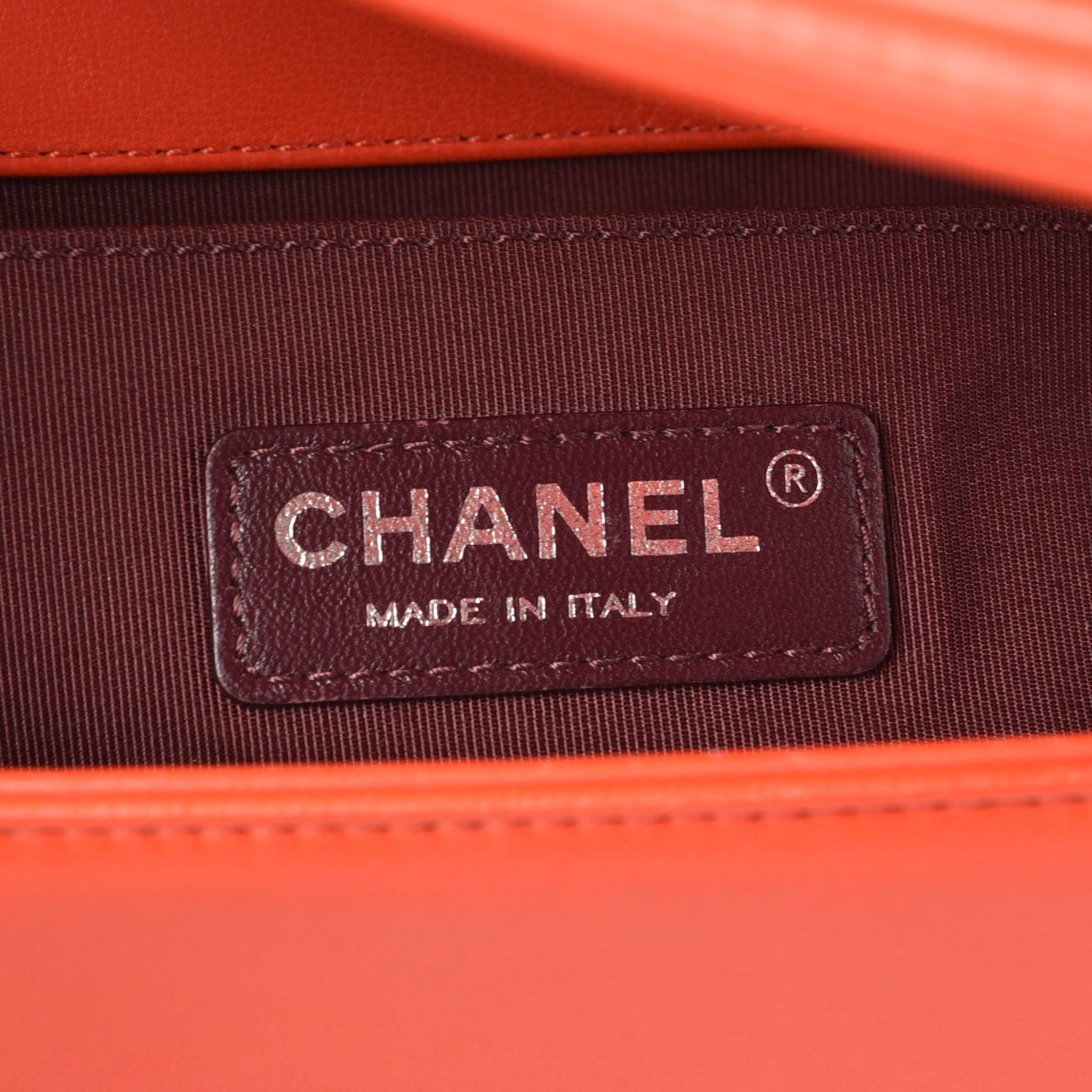 Chanel Wrinkled Lambskin Chevron Quilted Medium Boy Flap Orange 7 of 14