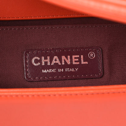 Chanel Wrinkled Lambskin Chevron Quilted Medium Boy Flap Orange 7 of 14