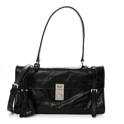 Prada Glossy Calfskin Medium Sound Shoulder Bag Black 1 of 12