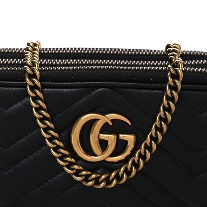 Gucci Calfskin Matelasse Mini GG Marmont Chain Crossbody Bag Black 7 of 11