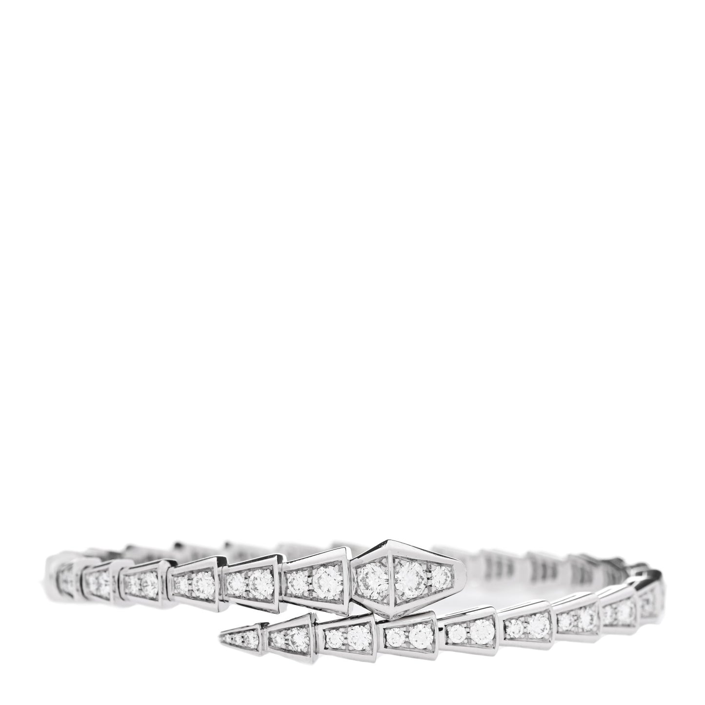 18K White Gold Diamond Serpenti Viper Pave Bracelet M