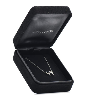 Tiffany 18K White Gold Diamond Mini Bow Pendant Necklace 5 of 5