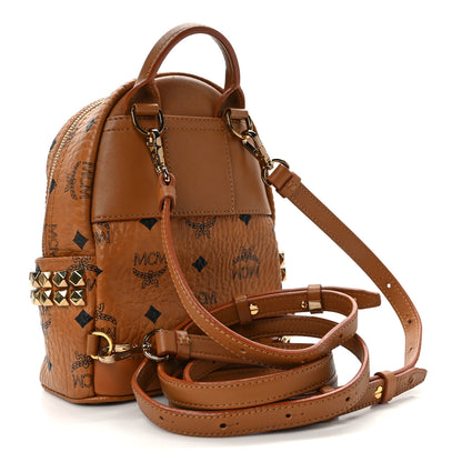 MCM Visetos Side Stud X-Mini Stark Bebe Boo Backpack Cognac 3 of 9
