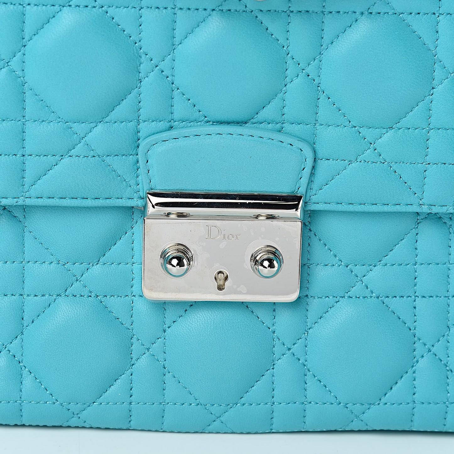 Lambskin Cannage Large Miss Dior Flap Turquoise