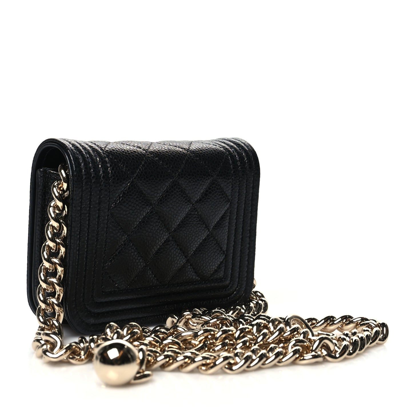 Caviar Quilted Boy Flap Waist Belt Bag Black