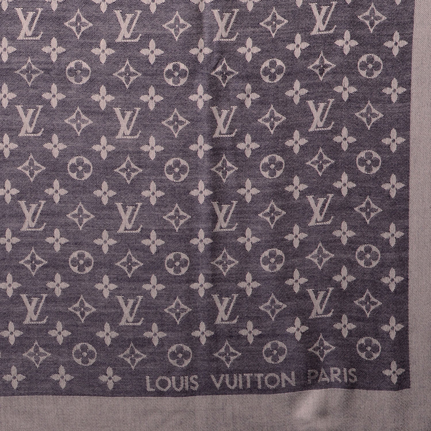 Louis Vuitton Silk Wool Monogram Denim Shawl Blue 3 of 5