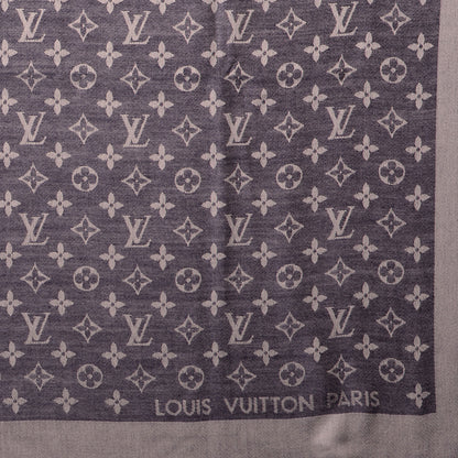Louis Vuitton Silk Wool Monogram Denim Shawl Blue 3 of 5