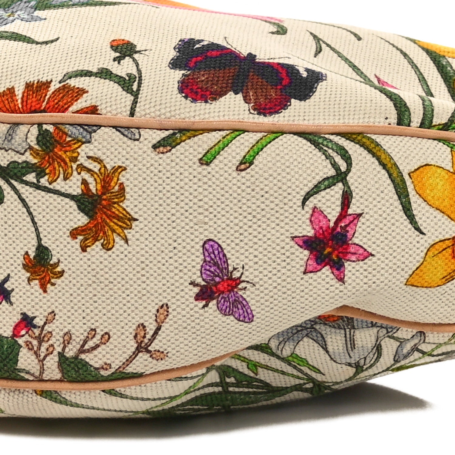 Gucci Canvas Floral Flora Bamboo Ring Hobo White 10 of 10