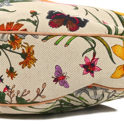 Gucci Canvas Floral Flora Bamboo Ring Hobo White 10 of 10