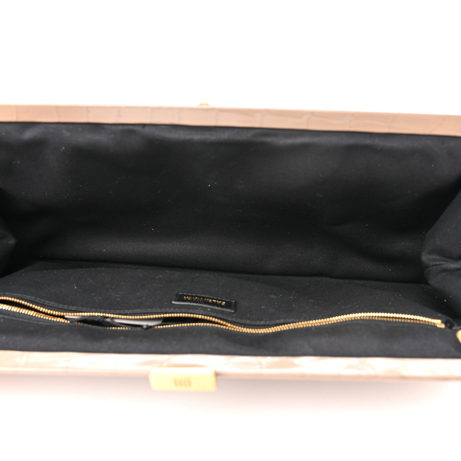 Balenciaga Shiny Supple Calfskin Logo Crocodile Embossed XL Cloud Clutch Mink Grey White 5 of 9