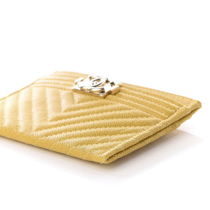 Chanel Caviar Chevron Quilted Boy Card Holder Yellow 5 of 9