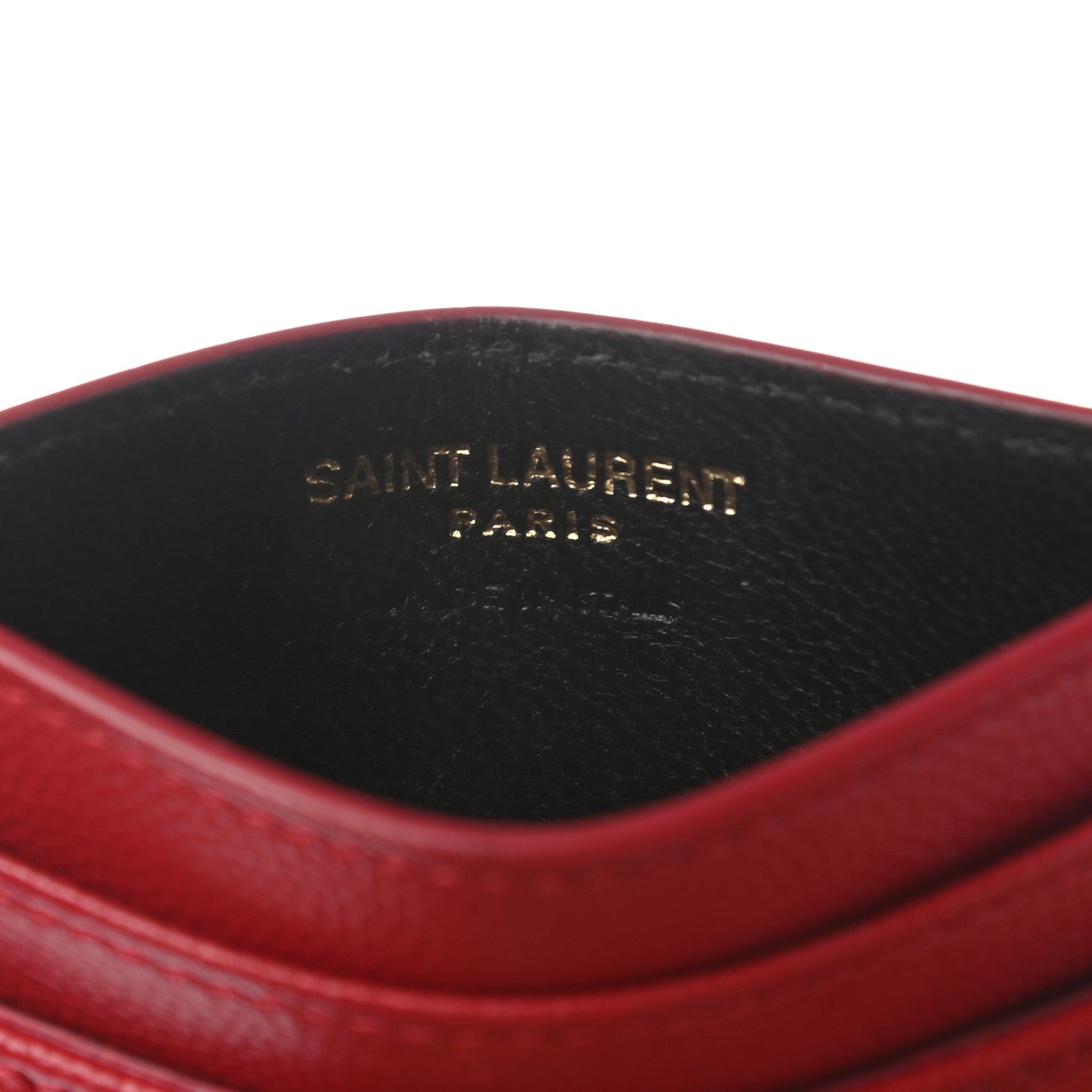 Saint Laurent Grain De Poudre Matelasse Chevron Monogram Credit Card Case New Red 6 of 9