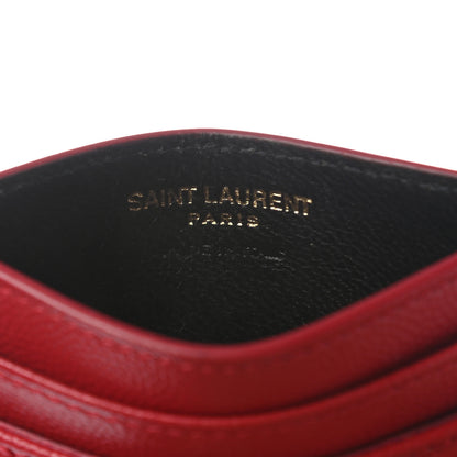 Saint Laurent Grain De Poudre Matelasse Chevron Monogram Credit Card Case New Red 6 of 9