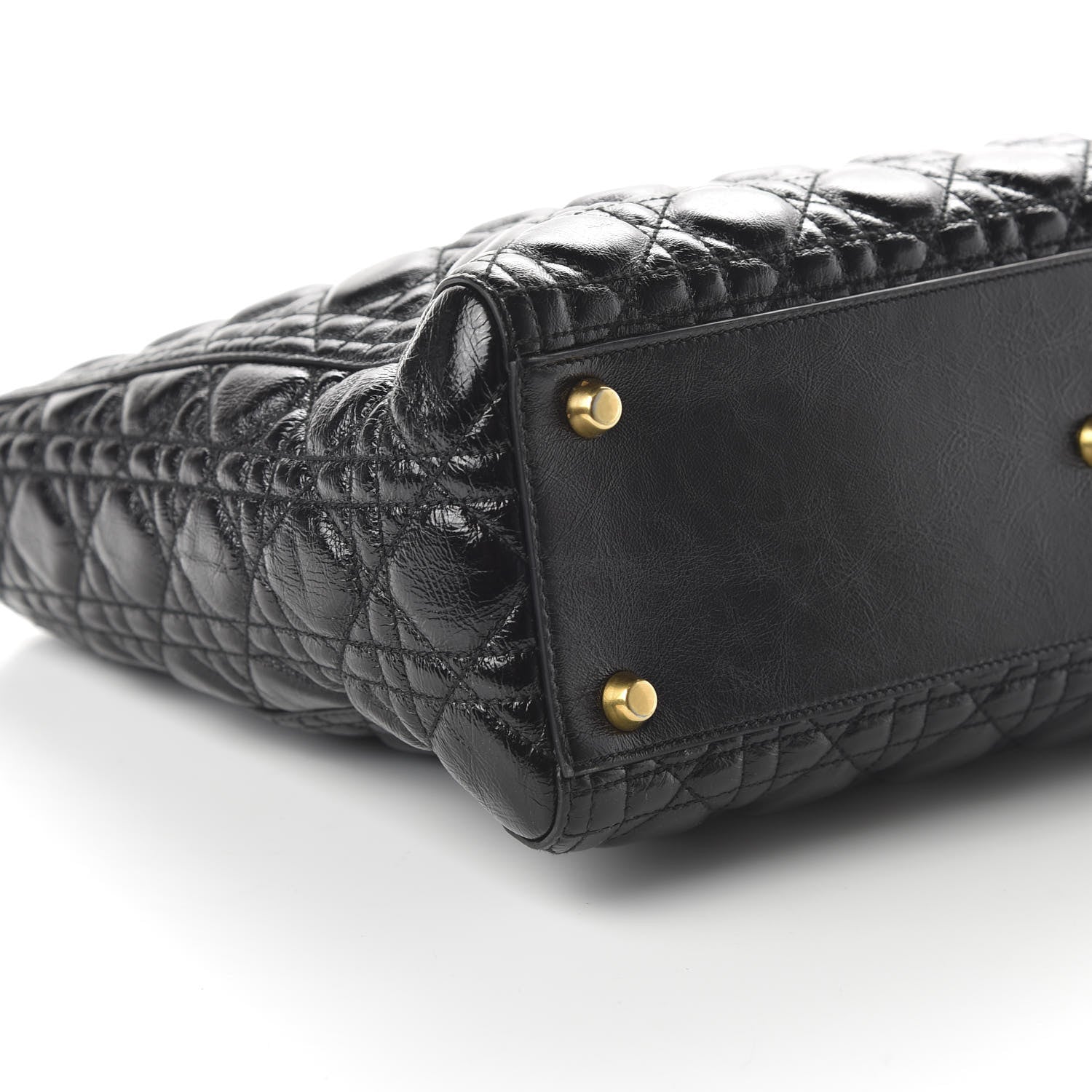 Christian Dior Crinkled Patent Cannage Large Lady Dior Black 6 of 9