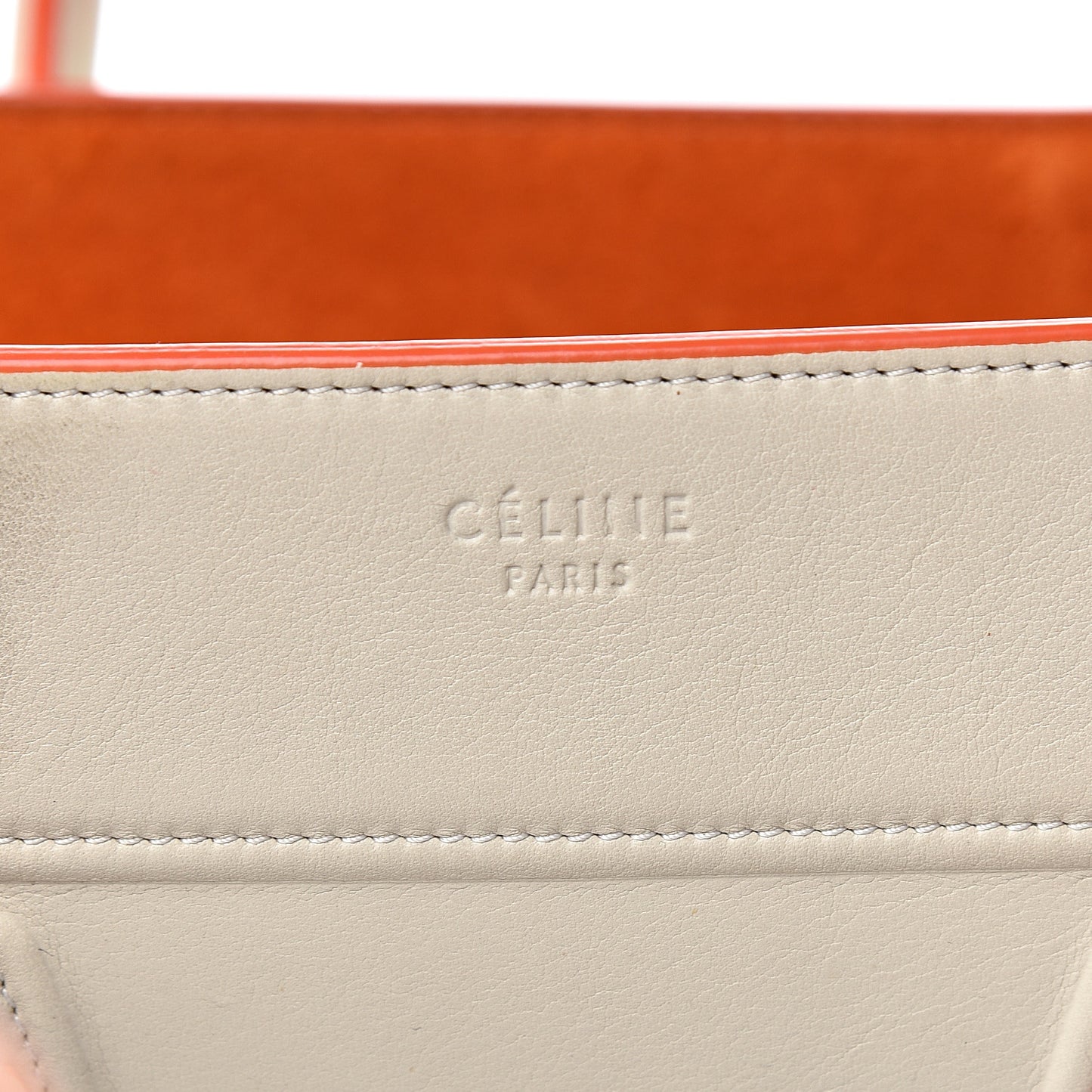 Smooth Calfskin Medium Phantom Luggage Chalk Orange Trim