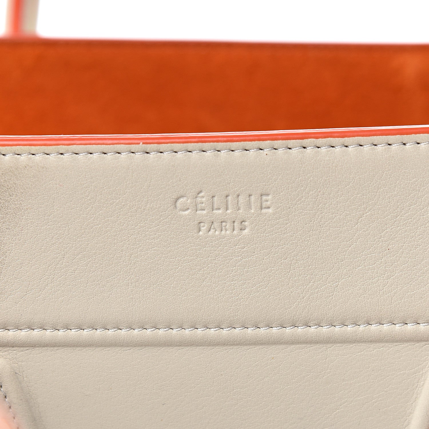 Celine Smooth Calfskin Medium Phantom Luggage Chalk Orange Trim 11 of 16
