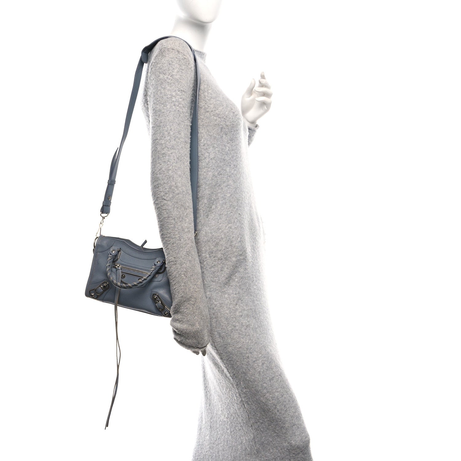 Balenciaga Chevre Silver Metallic Edge Hardware Mini City Bleu Acier 2 of 14