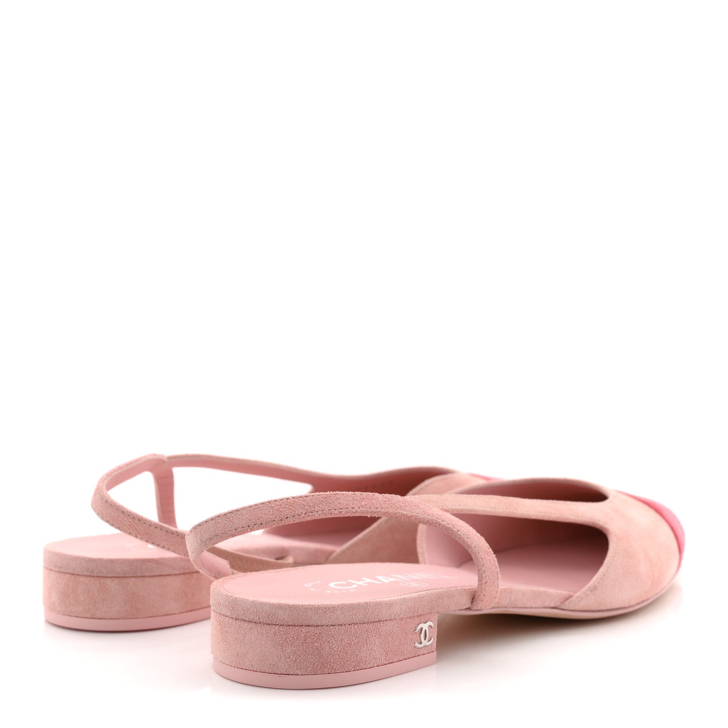 Suede Cap Toe CC Coco Slingback Pumps 41 Light Pink Coral