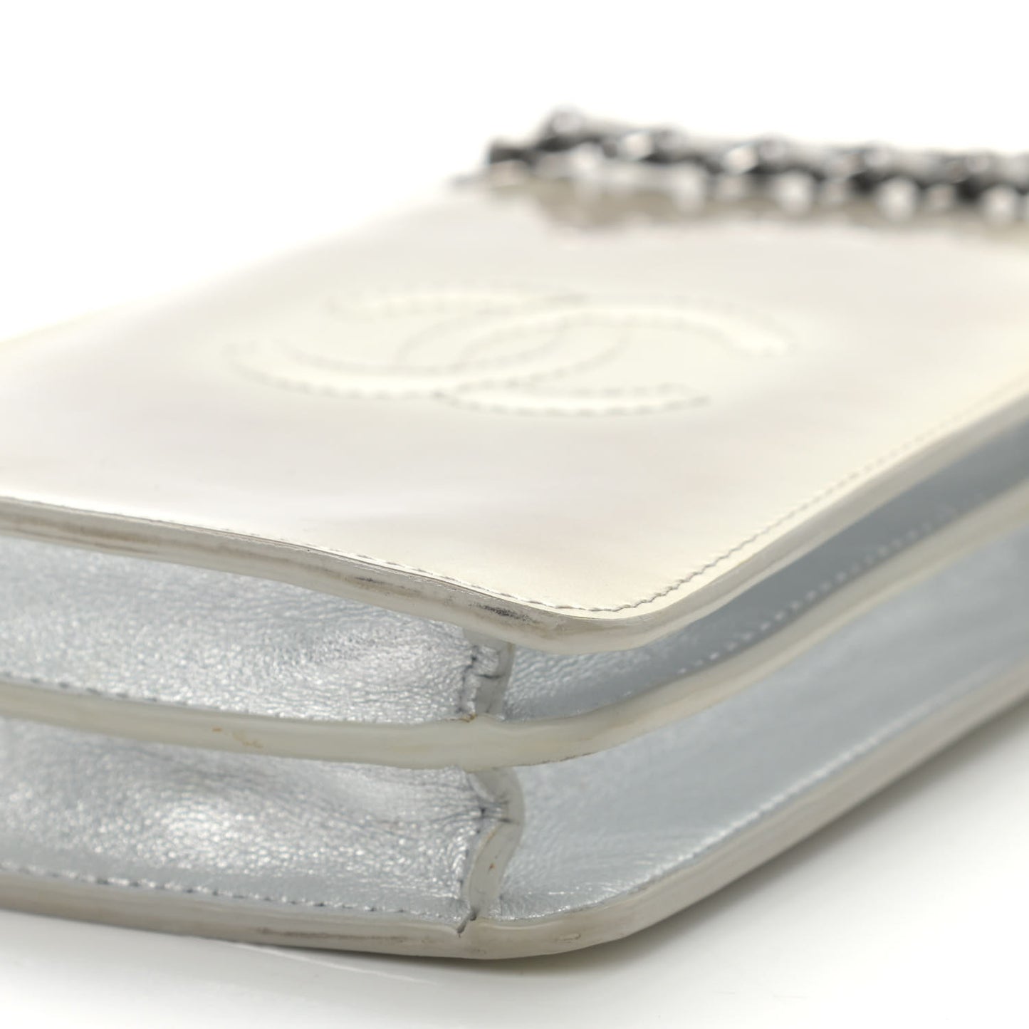 Metallic Patent Crossbody CC Phone Holder Silver