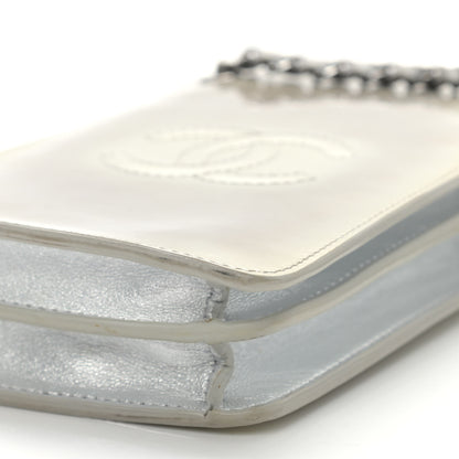 Chanel Metallic Patent Crossbody CC Phone Holder Silver 10 of 12