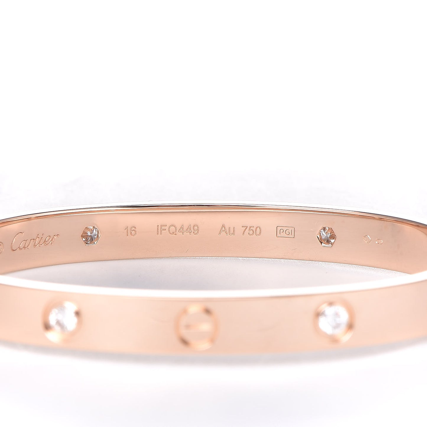 18K Pink Gold 4 Diamond LOVE Bracelet 16