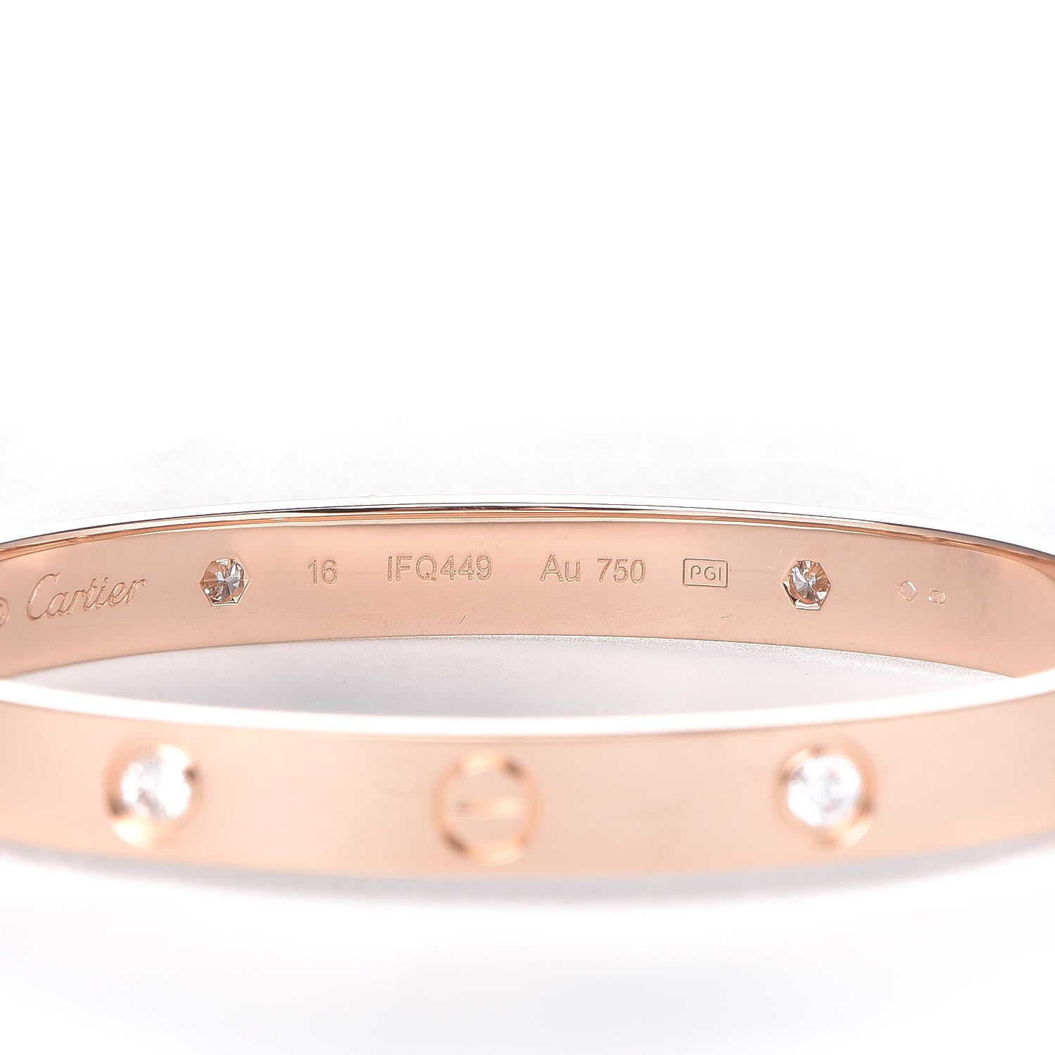Cartier 18K Pink Gold 4 Diamond LOVE Bracelet 16 4 of 7