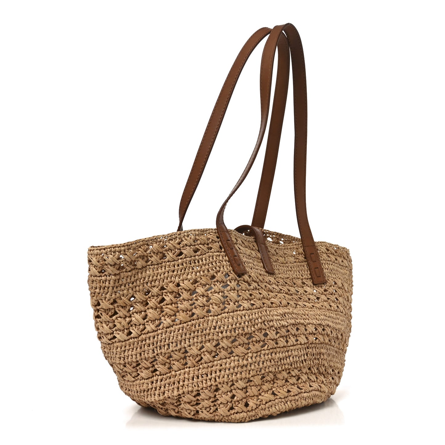Raffia Calfskin Small Panier Tote Naturel Naturel