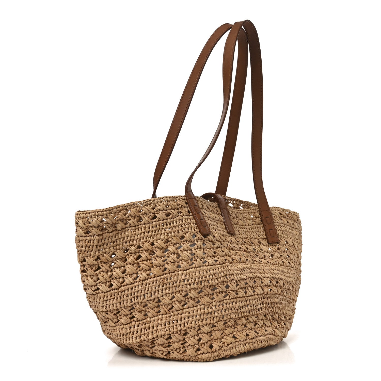 Saint Laurent Raffia Calfskin Small Panier Tote Naturel Naturel 3 of 11