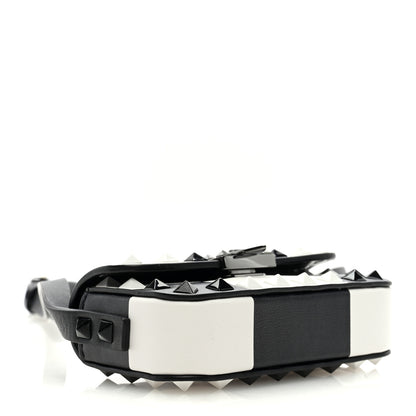 Valentino Garavani Vitello Chess Mini Rockstud Flip Lock Crossbody Bag Black White 4 of 8