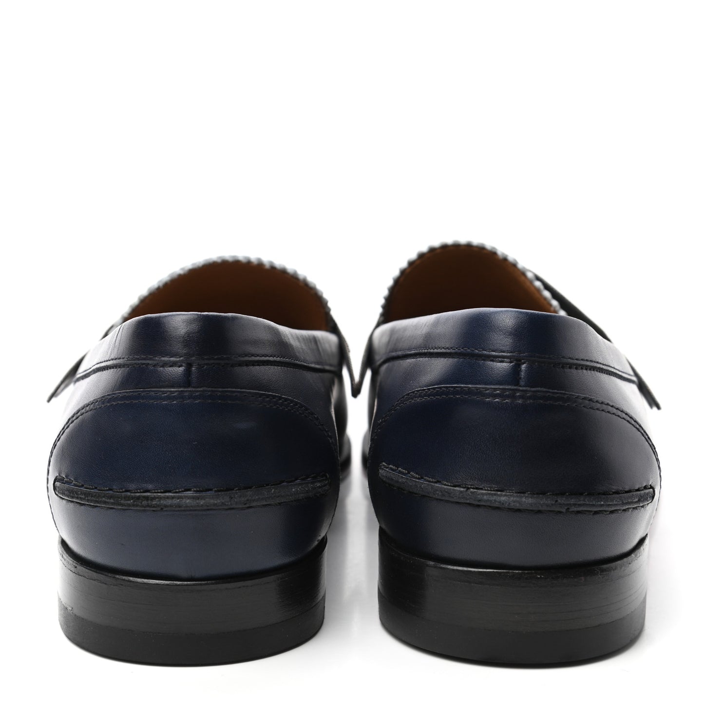 Calfskin Mens Monono Flat Loafers 41 Blue White