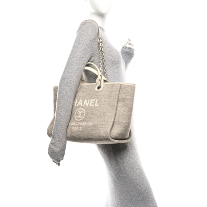 Chanel Mixed Fibers Calfskin Medium Deauville Tote Beige White 2 of 12