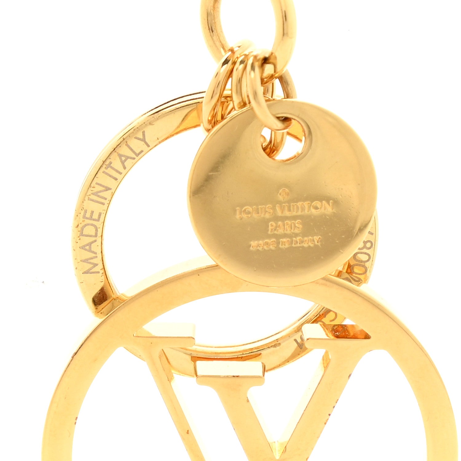 Louis Vuitton Metal LV Circle Bag Charm Key Holder Gold 3 of 4