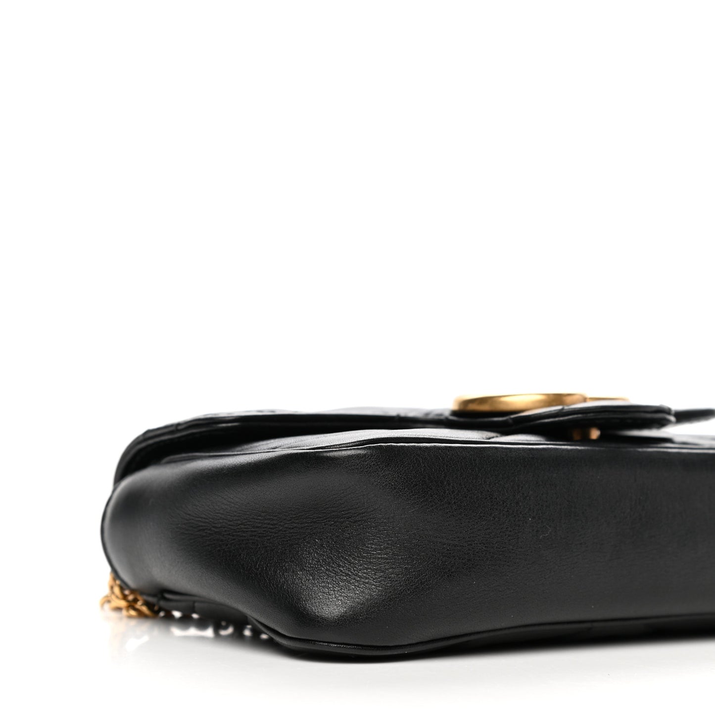 Calfskin Matelasse Super Mini GG Marmont Shoulder Bag Black