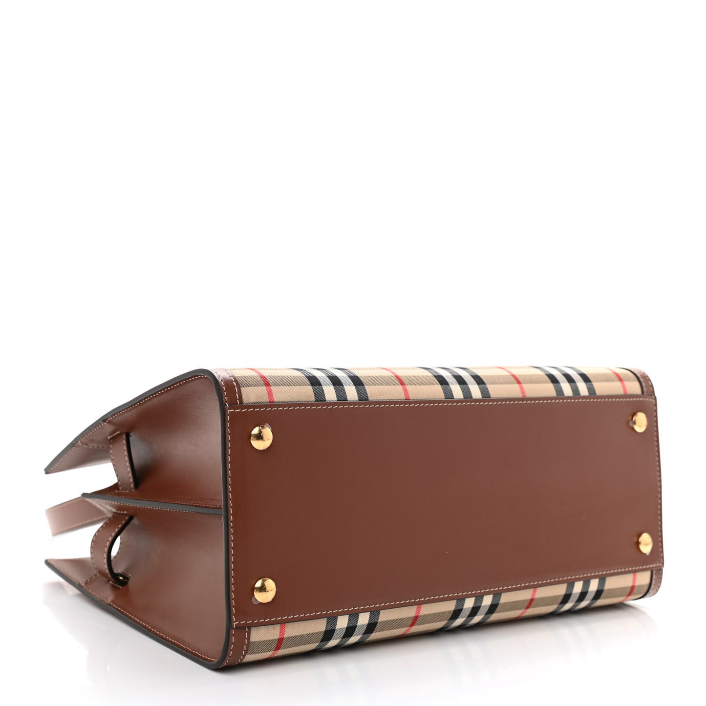 Calfskin Vintage Check Two Handle Title Bag Archive Beige