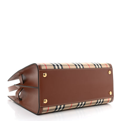 Burberry Calfskin Vintage Check Two Handle Title Bag Archive Beige 4 of 8