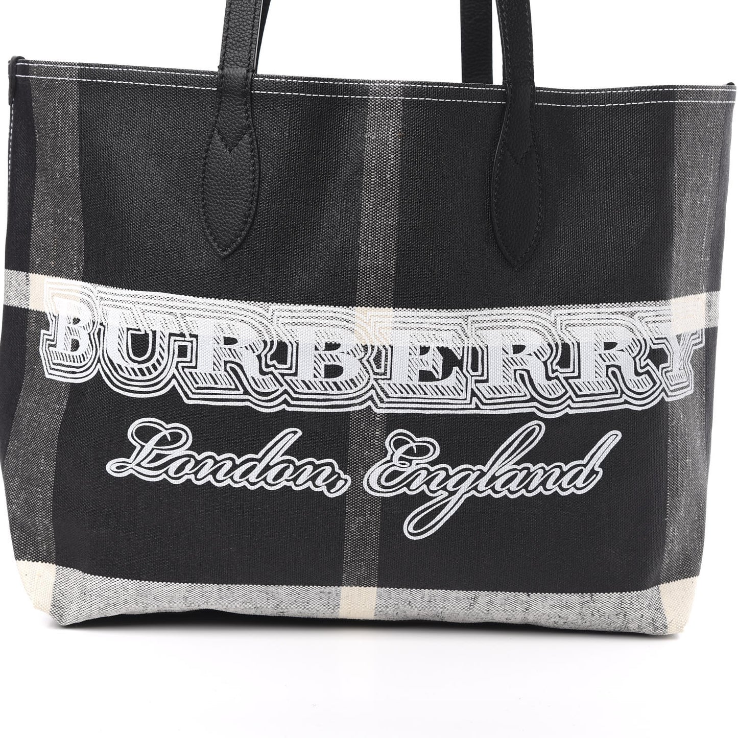 Coated Canvas Mega Check Medium Doodle Tote Black White