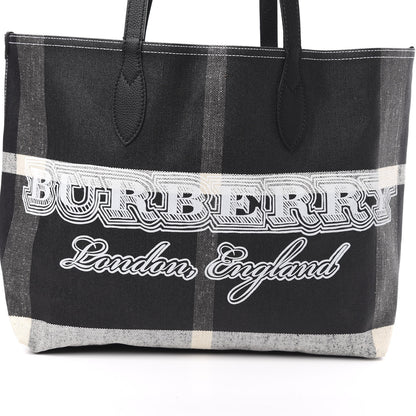 Burberry Coated Canvas Mega Check Medium Doodle Tote Black White 12 of 12