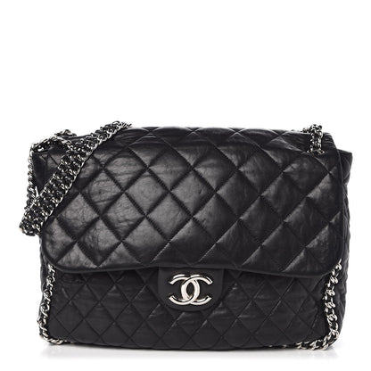 Chanel Washed Lambskin Quilted Maxi Chain Around Flap Black 1 of 9