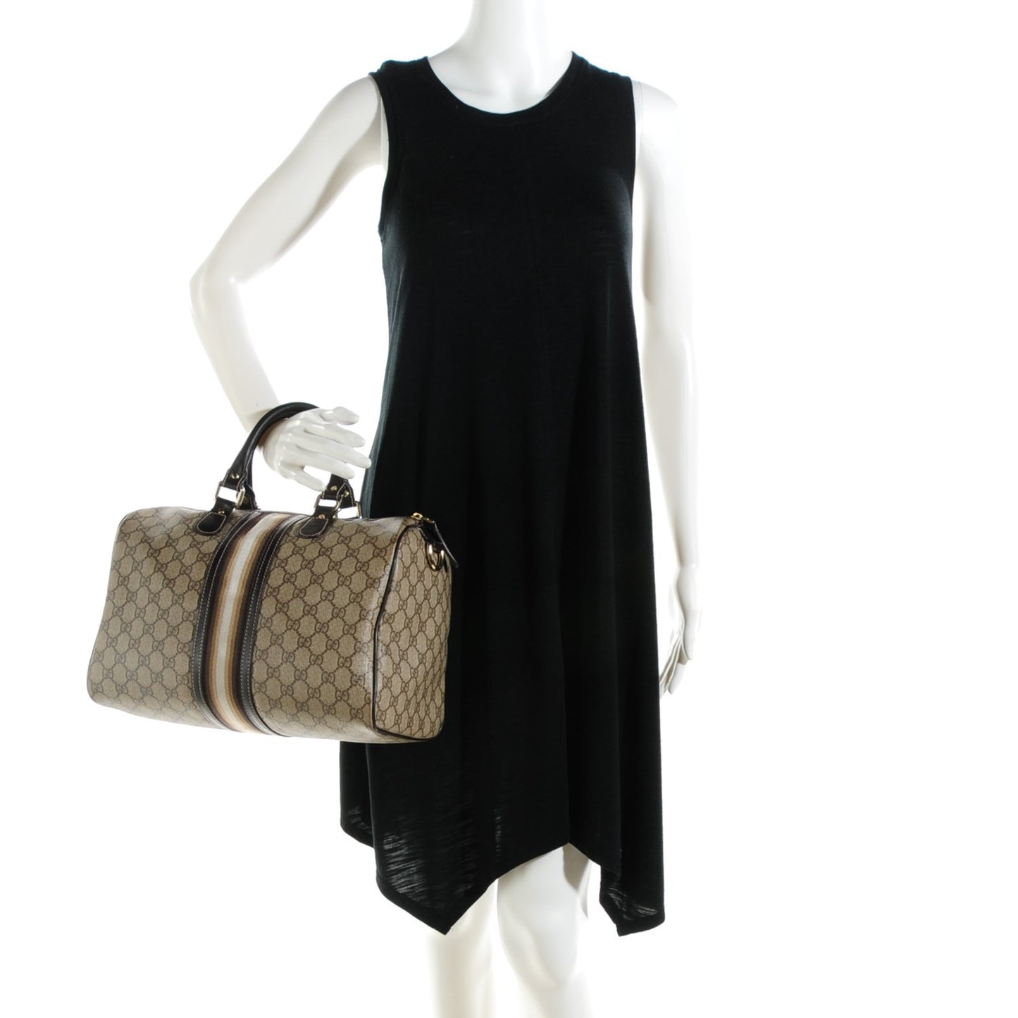 GG Plus Monogram Web Medium Joy Boston Dark Brown