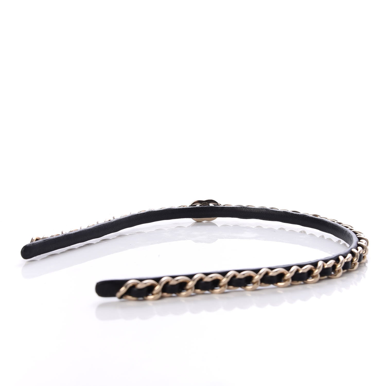 Chanel Metal Lambskin CC Turnlock Chain Headband Gold Black 4 of 6