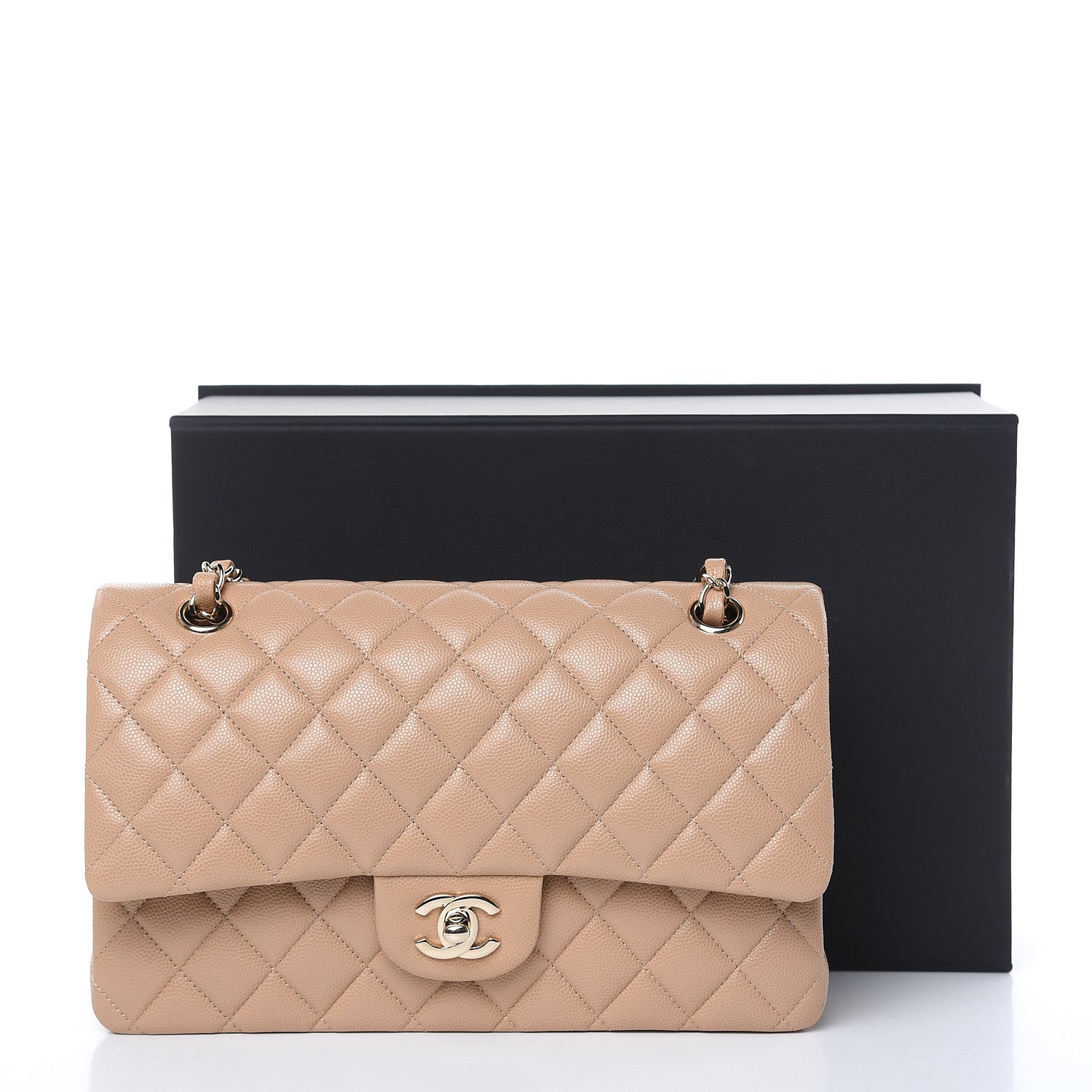 Chanel Caviar Quilted Medium Double Flap Beige 12 of 12