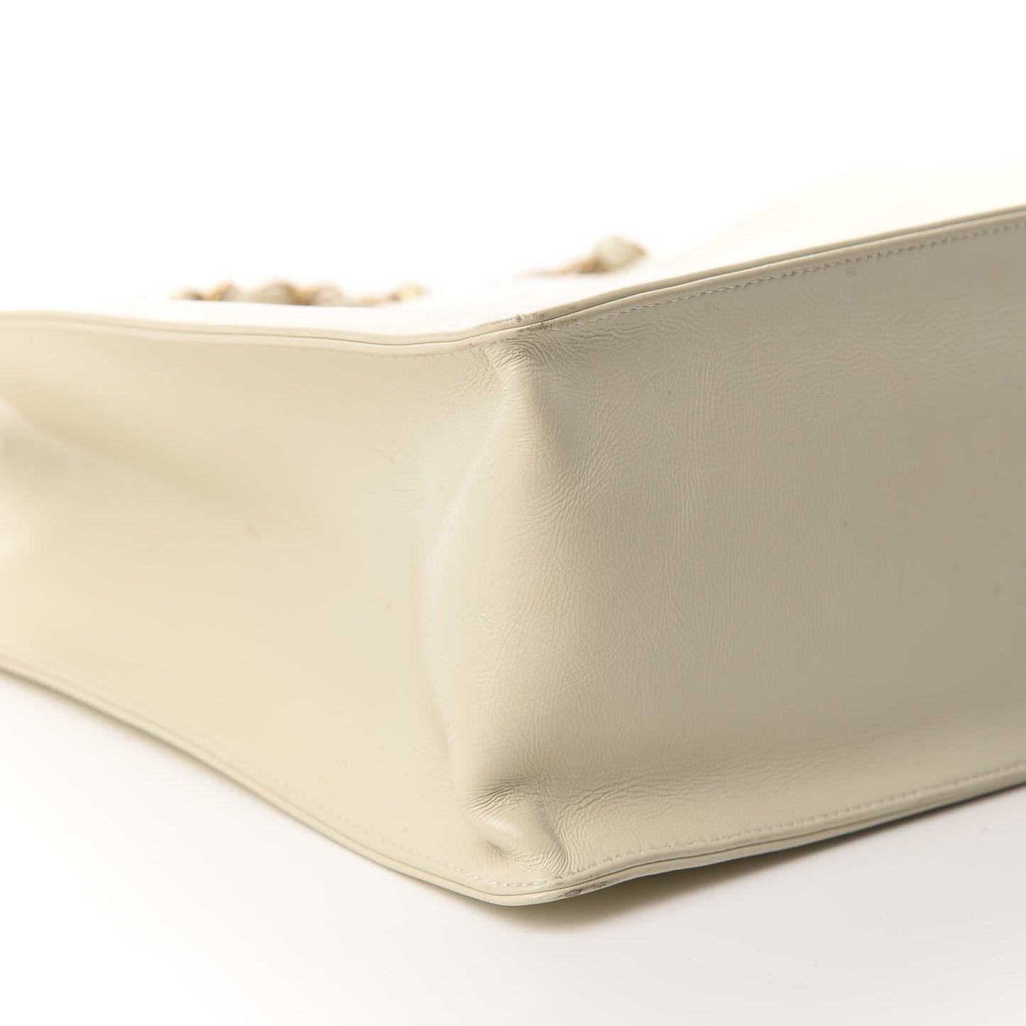 Glazed Aged Calfskin CC Tote White