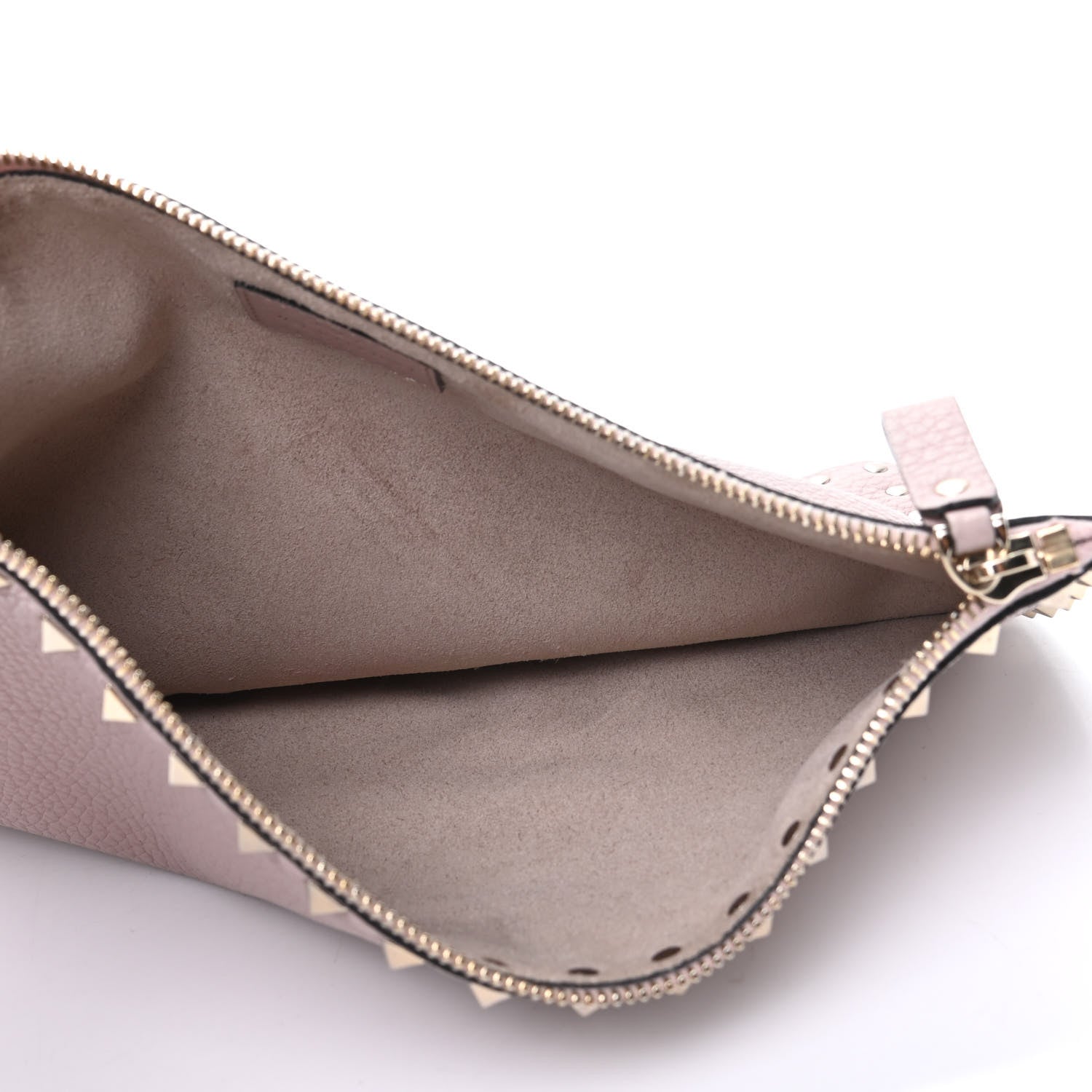 Valentino Garavani Pebbled Calfskin Large Rockstud Zip Pouch Poudre 5 of 6